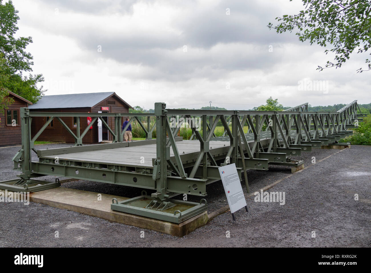 Eine britische Royal Engineers Bailey Brücke im Juni 1944 verwendet, bevor Sie eine Zeit voller Brücke in Beaumais bis 2001, Pegasus Museum, Normandie, Frankreich. Stockfoto