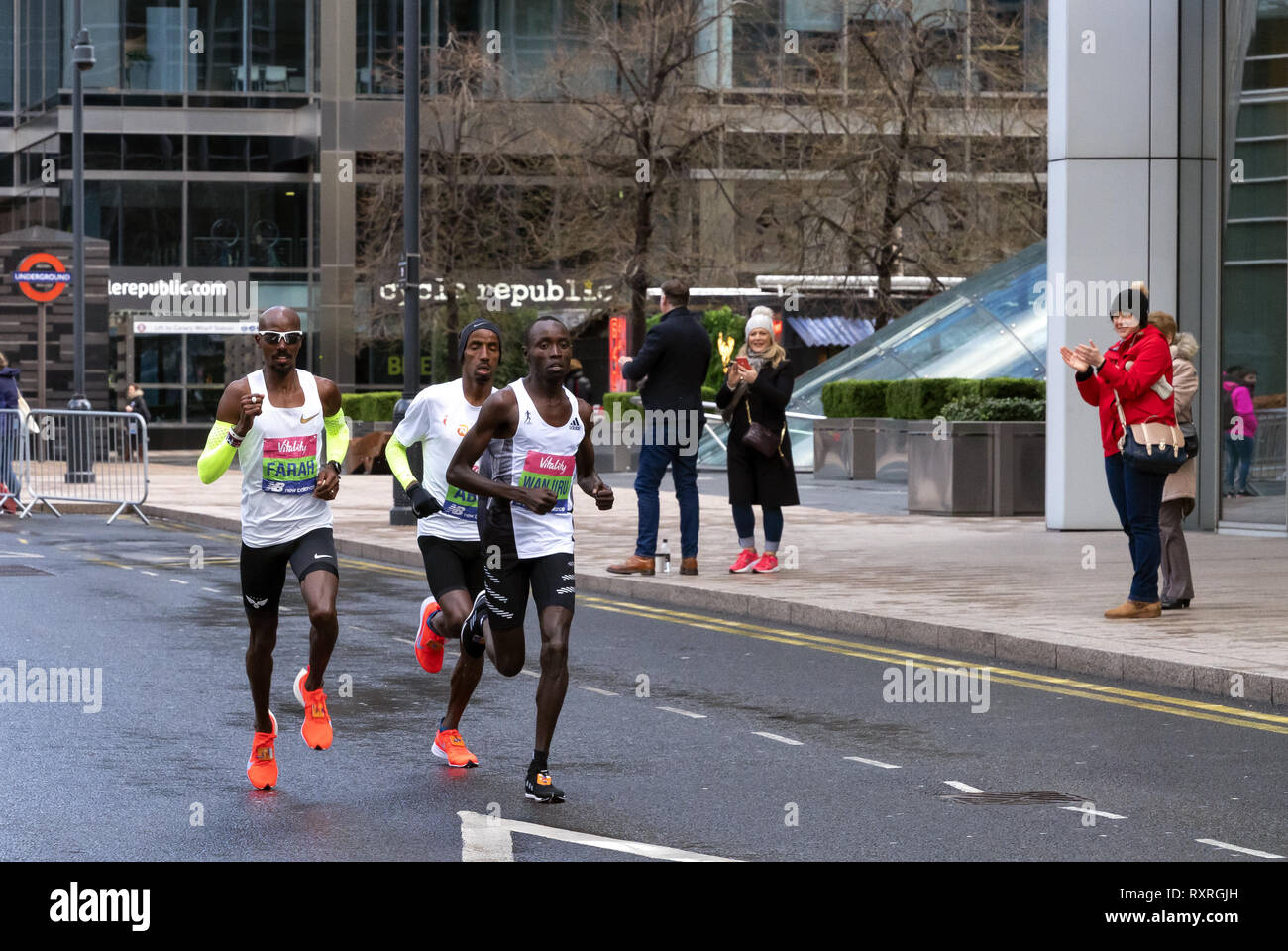 London, Großbritannien. 10. Mär 2019. Sir Mo Farah, Wanjiru und Abdi konkurrieren in Vitalität große Halbmarathon. Credit: AndKa/Alamy leben Nachrichten Stockfoto