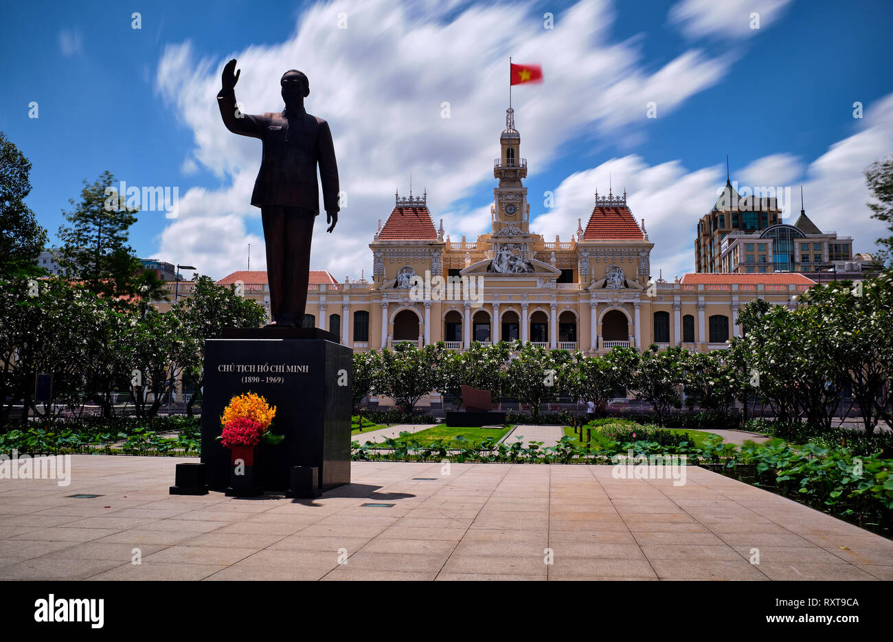 Abgebildet ist Präsident Ho Chi Min Statue in Ho Chi Min City Stockfoto