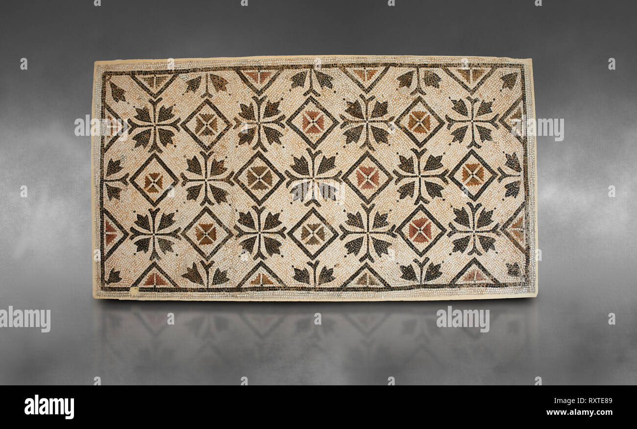 Bilder von einem geometrischen Kreuze römischen Mosaiken Design, von der antiken römischen Stadt Thysdrus. 3. Jahrhundert n. El Djem Archäologische Museum, El Djem, Stockfoto