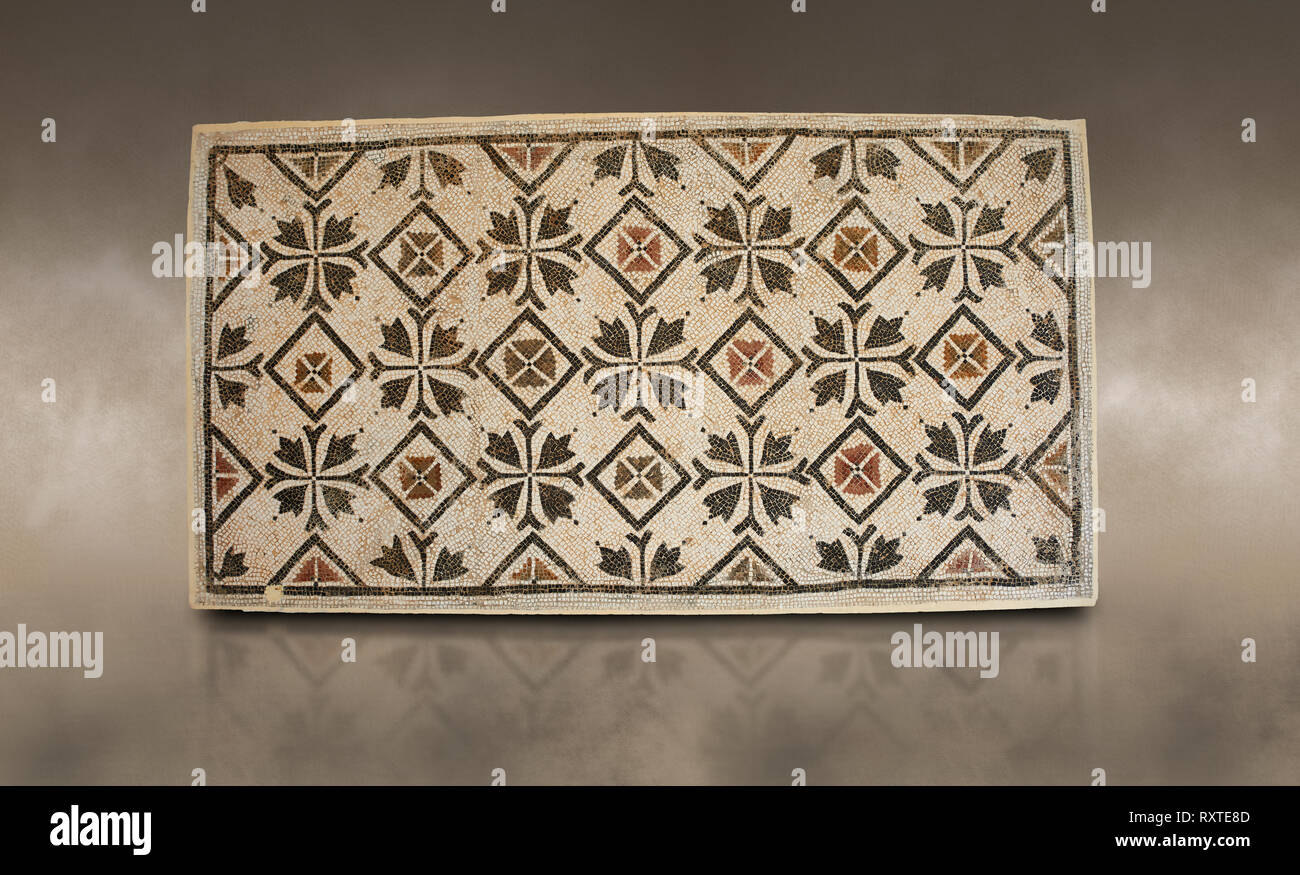 Bilder von einem geometrischen Kreuze römischen Mosaiken Design, von der antiken römischen Stadt Thysdrus. 3. Jahrhundert n. El Djem Archäologische Museum, El Djem, Stockfoto