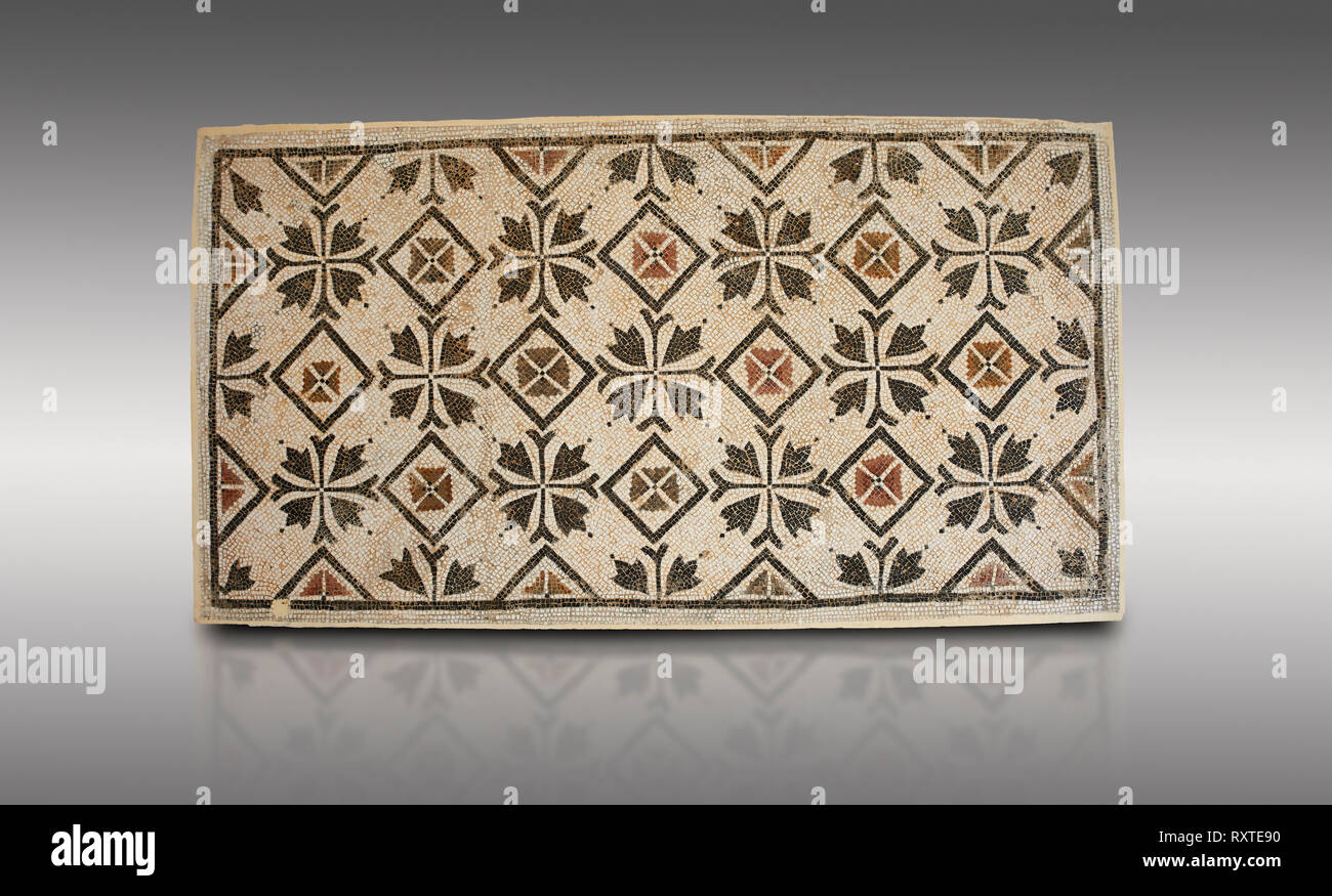 Bilder von einem geometrischen Kreuze römischen Mosaiken Design, von der antiken römischen Stadt Thysdrus. 3. Jahrhundert n. El Djem Archäologische Museum, El Djem, Stockfoto