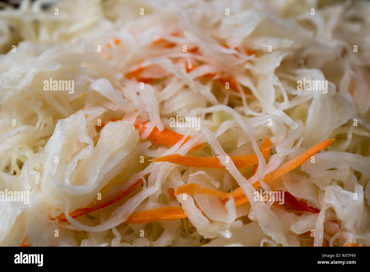 Sauerkraut Makro auf Platte selektiven Fokus Stockfoto