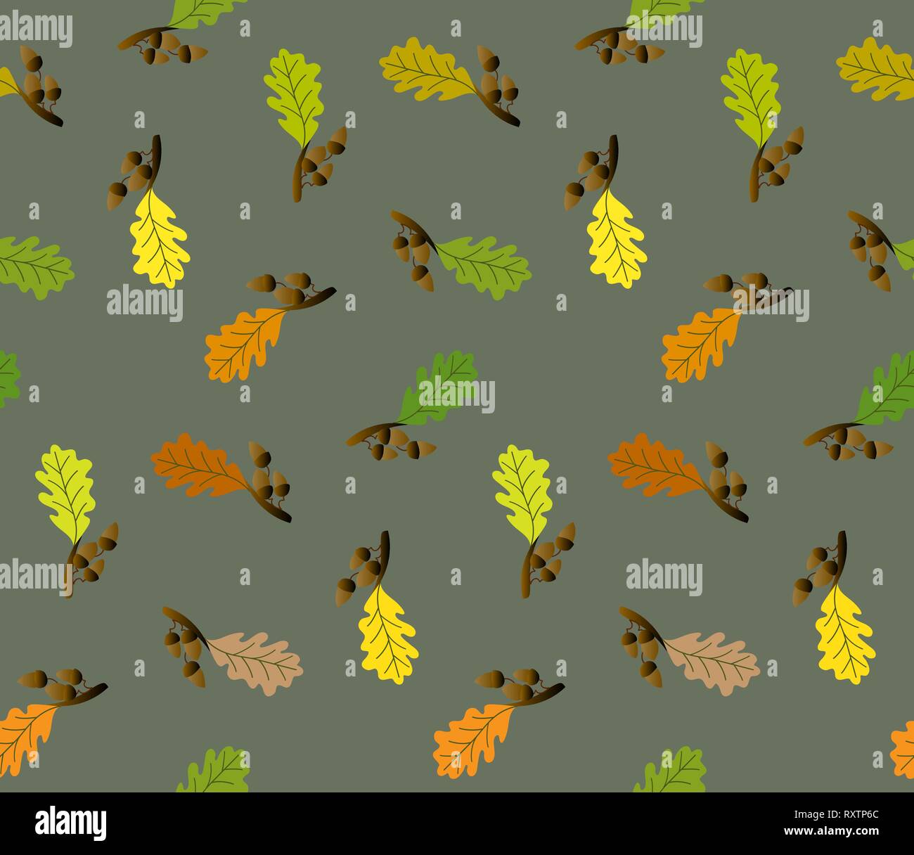 Nahtlose Muster mit Eicheln und Eichenlaub. Vektor-Illustration. Stock Vektor