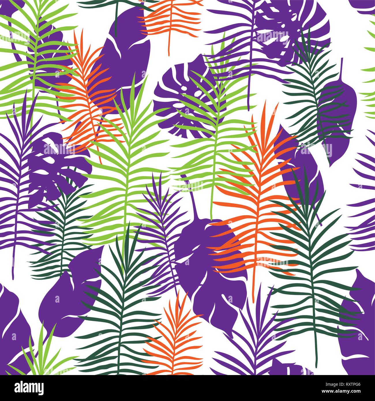 Nahtlose Muster exotischen Hintergrund. Tropische Farbe Blätter Kulisse. Cartoon Grün Design für Einladung, Flyer, Plakat oder Karte. Stock Vektor