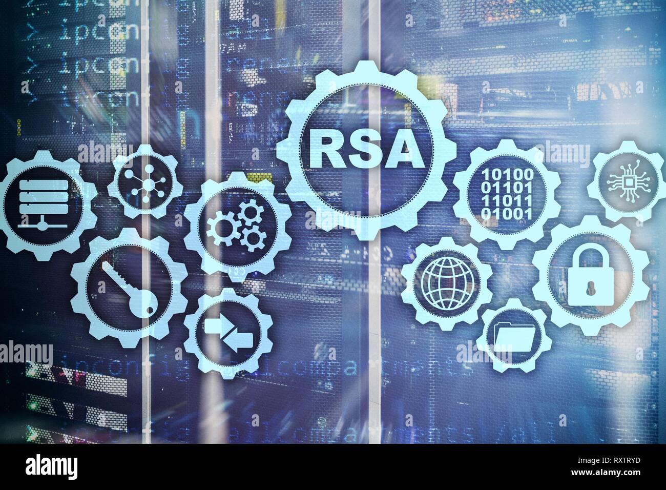 RSA. Rivest Shamir Adleman Kryptosystem. Kryptographie und Network Security. Stockfoto