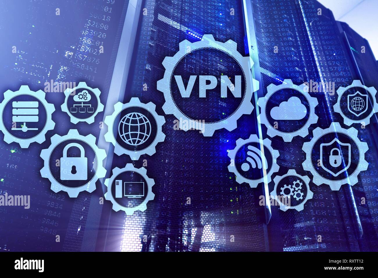 Sichere VPN-Verbindung. Virtuelles privates Netzwerk oder Internet Security Konzept. Stockfoto