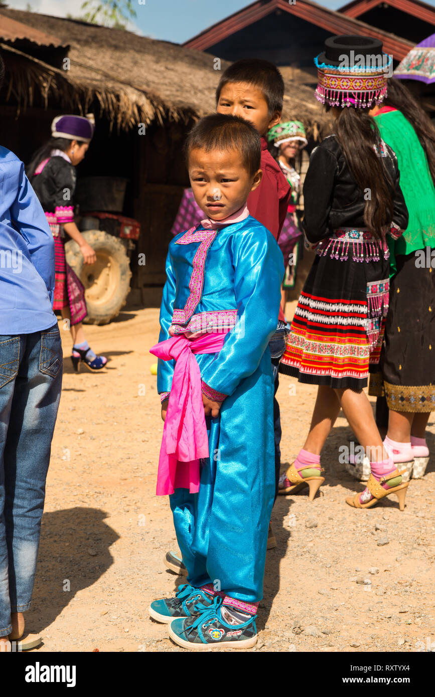 Hmong neues Jahr in den Bergen von Laos Stockfoto