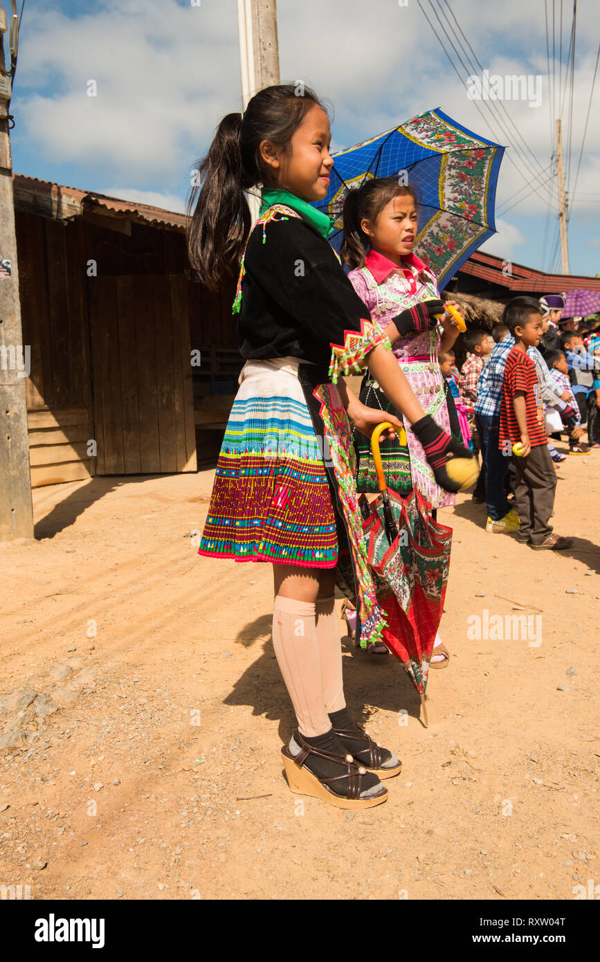 Hmong neues Jahr in den Bergen von Laos Stockfoto