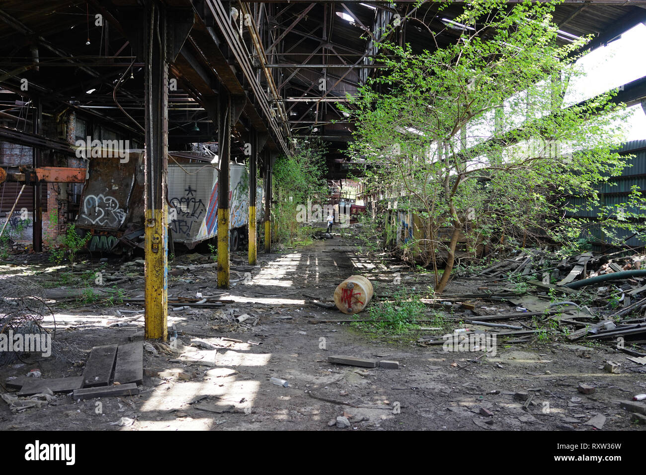 Detroit, Michigan, Vereinigte Staaten - 18. Oktober 2018: Blick auf die verlassenen Grau- Fabrik in Detroit. Detroit Grau Eisengießerei war einer von mehreren Stockfoto