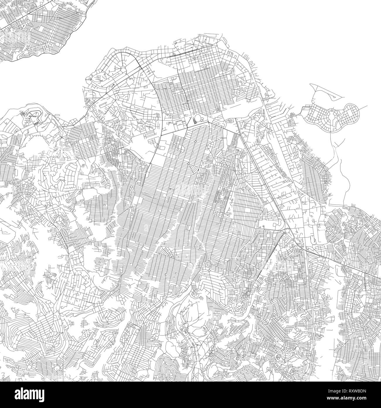 Satelliten Karte von Kinshasa (Leopoldville), ist die Hauptstadt und die größte Stadt der Demokratischen Republik Kongo. Straßen-Karte und das Stadtzentrum. Stock Vektor
