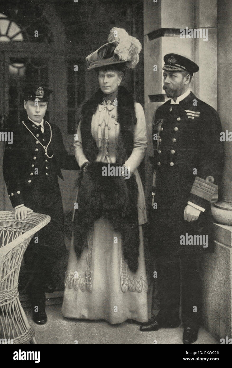 König Edward VII., Königin Alexandra, und der Prinz von Wales Stockfoto
