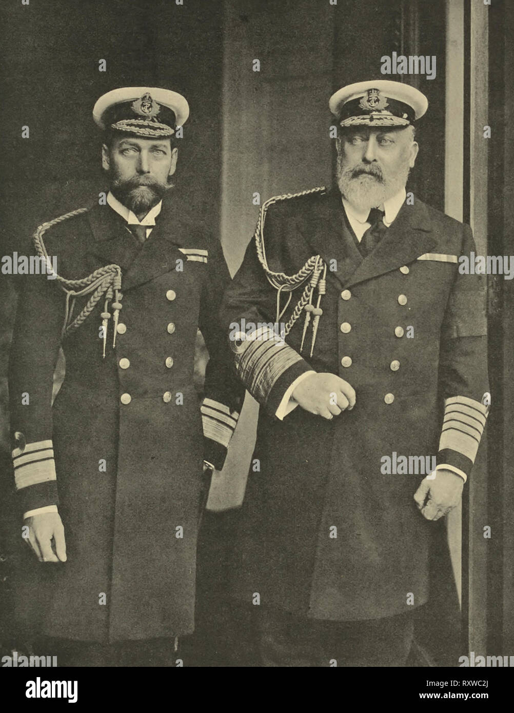 Art Edward VII. und seinem Sohn, dem künftigen König George V Stockfoto