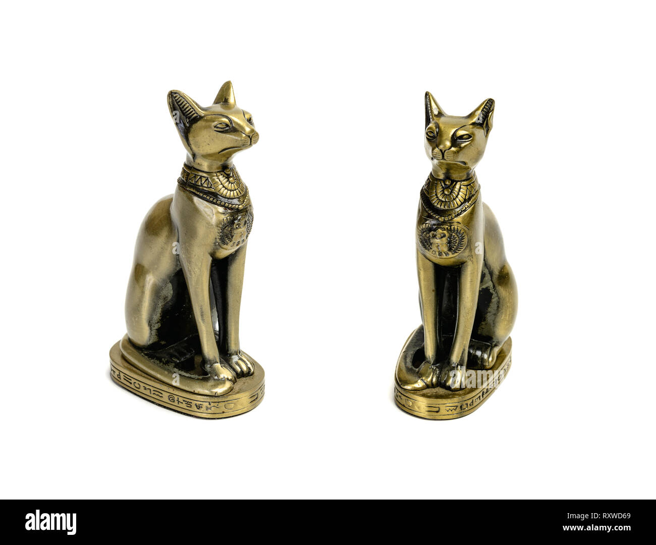 Egyptian Cat Statue Spielzeug Souvenir über Weiß isoliert Stockfoto