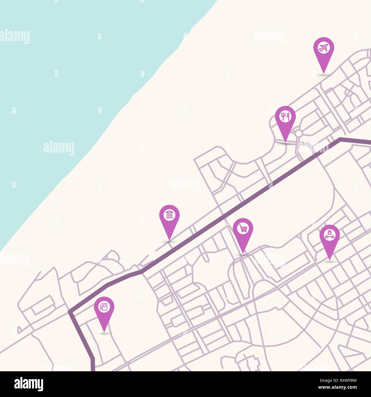 Vektor abstrakte Stadtplan mit kleiner Zeiger Stock Vektor