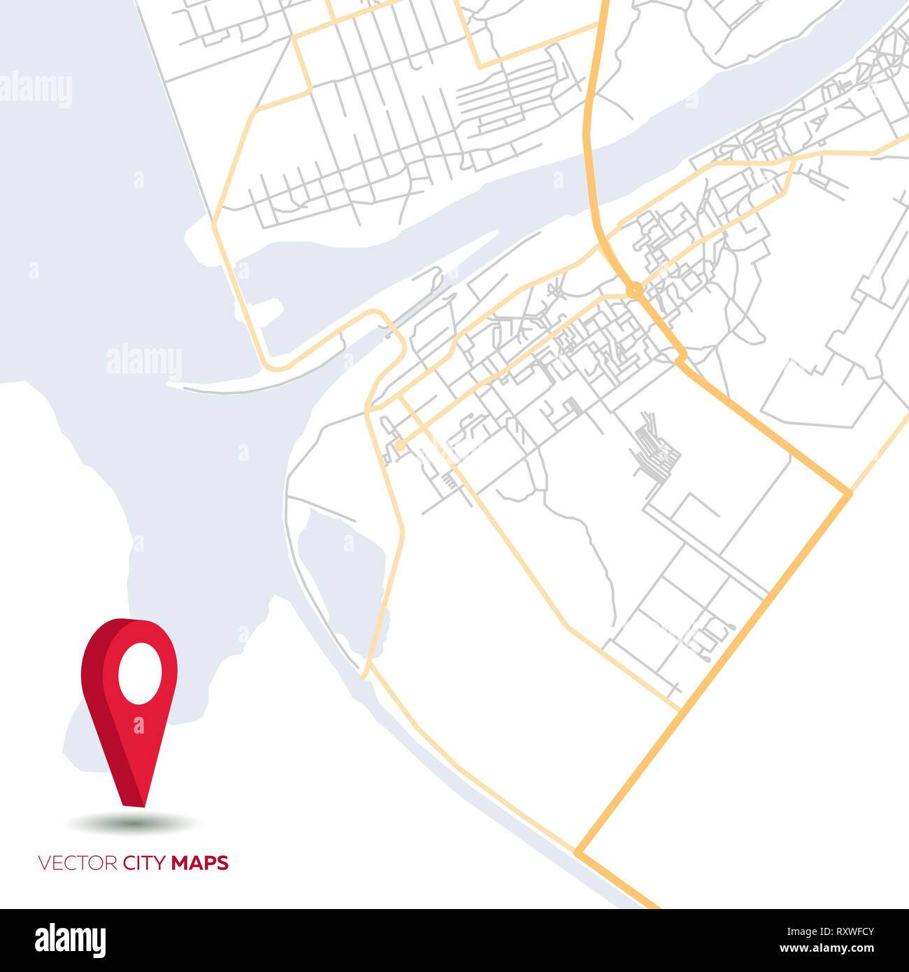 Vektor abstrakte Stadtplan mit roten Zeiger Stock Vektor