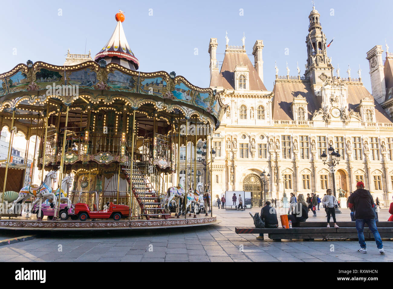 Das Karussell im Hôtel de Ville in Paris, Frankreich. Stockfoto