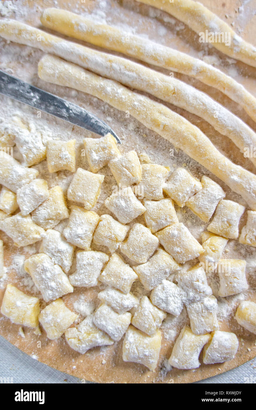 Traditionelle italienische Gnocchi Hintergrund Stockfoto