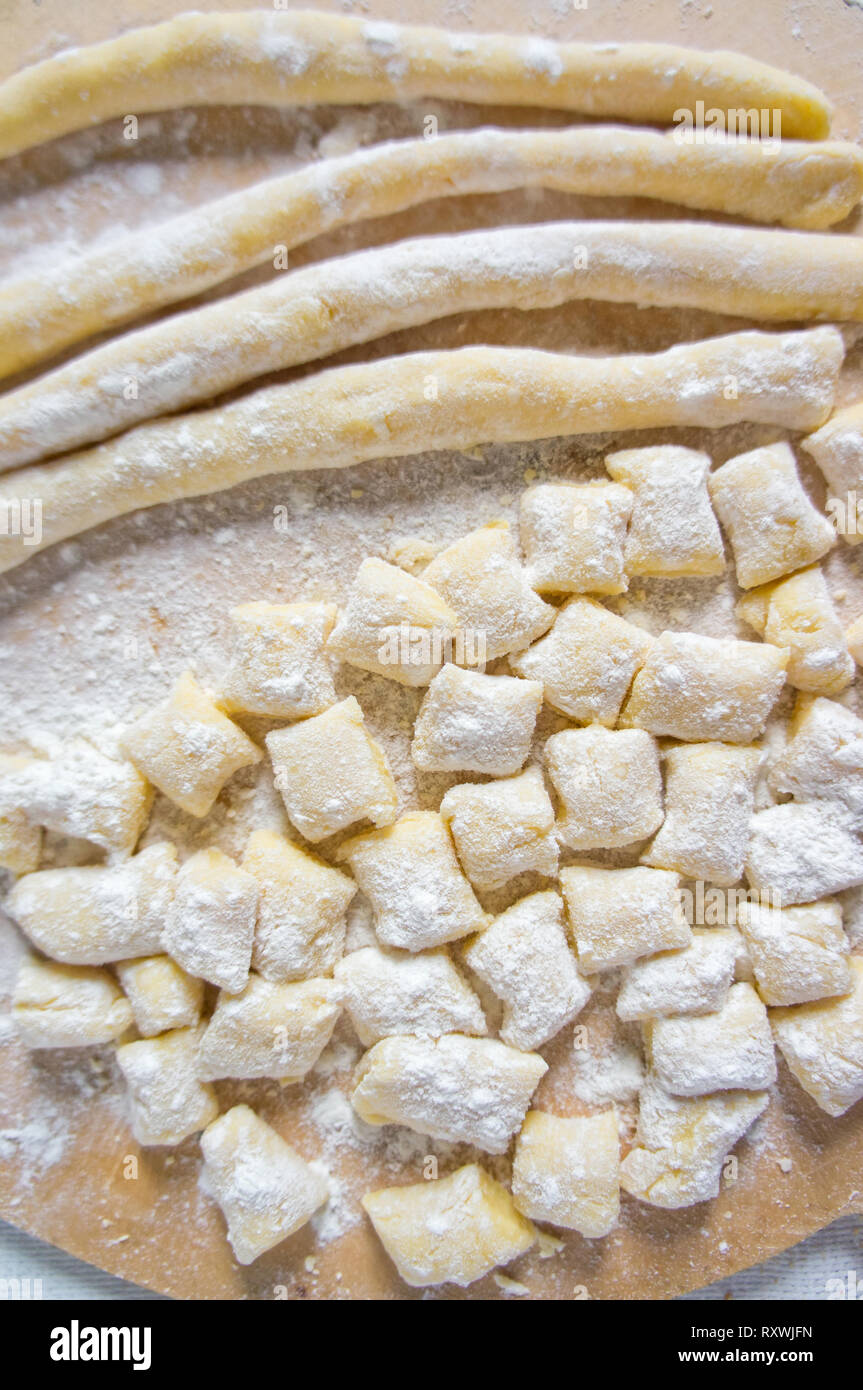 Traditionelle italienische Gnocchi Hintergrund Stockfoto