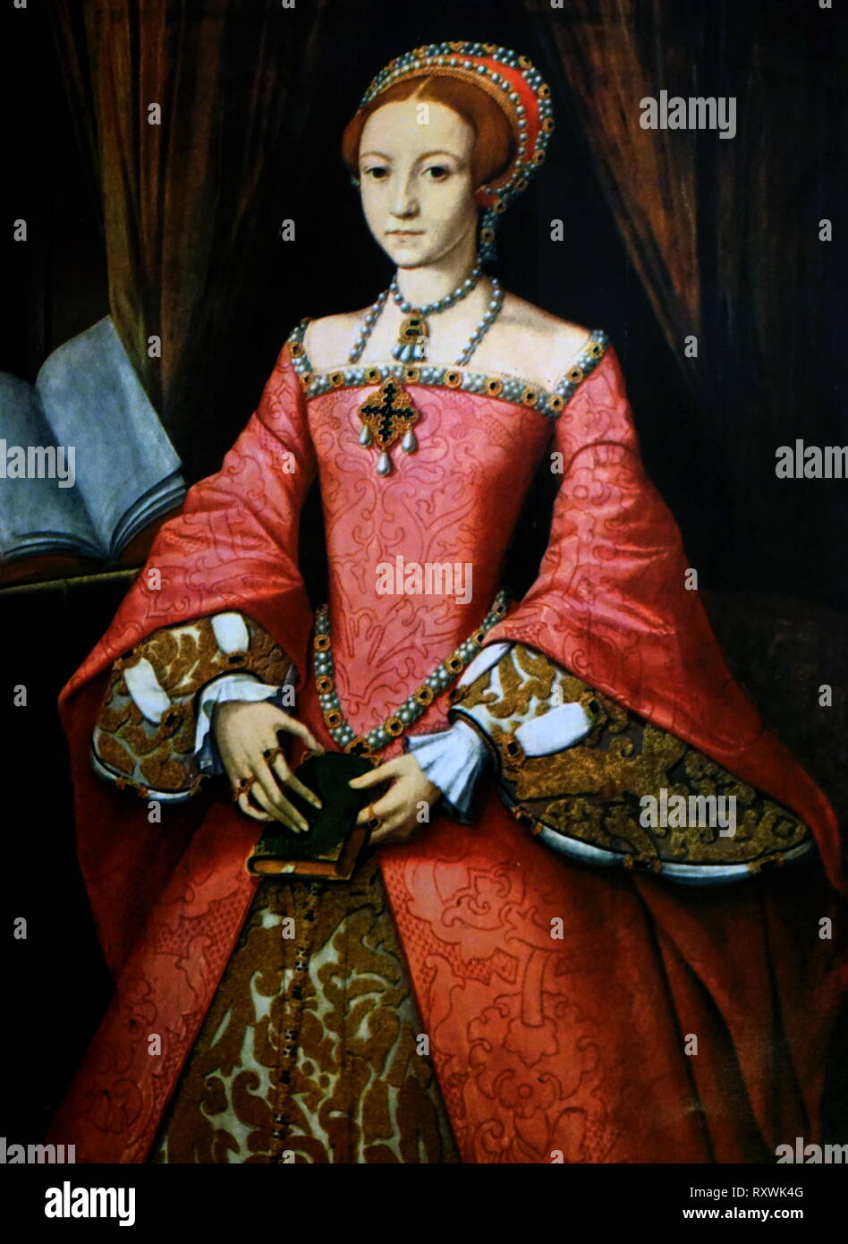Elizabeth I (als junge Prinzessin), vormals zugeschrieben, William Powell Frith (Fl. 1537-1554). ca. 1546; Öl auf Eichenholz Panel Stockfoto