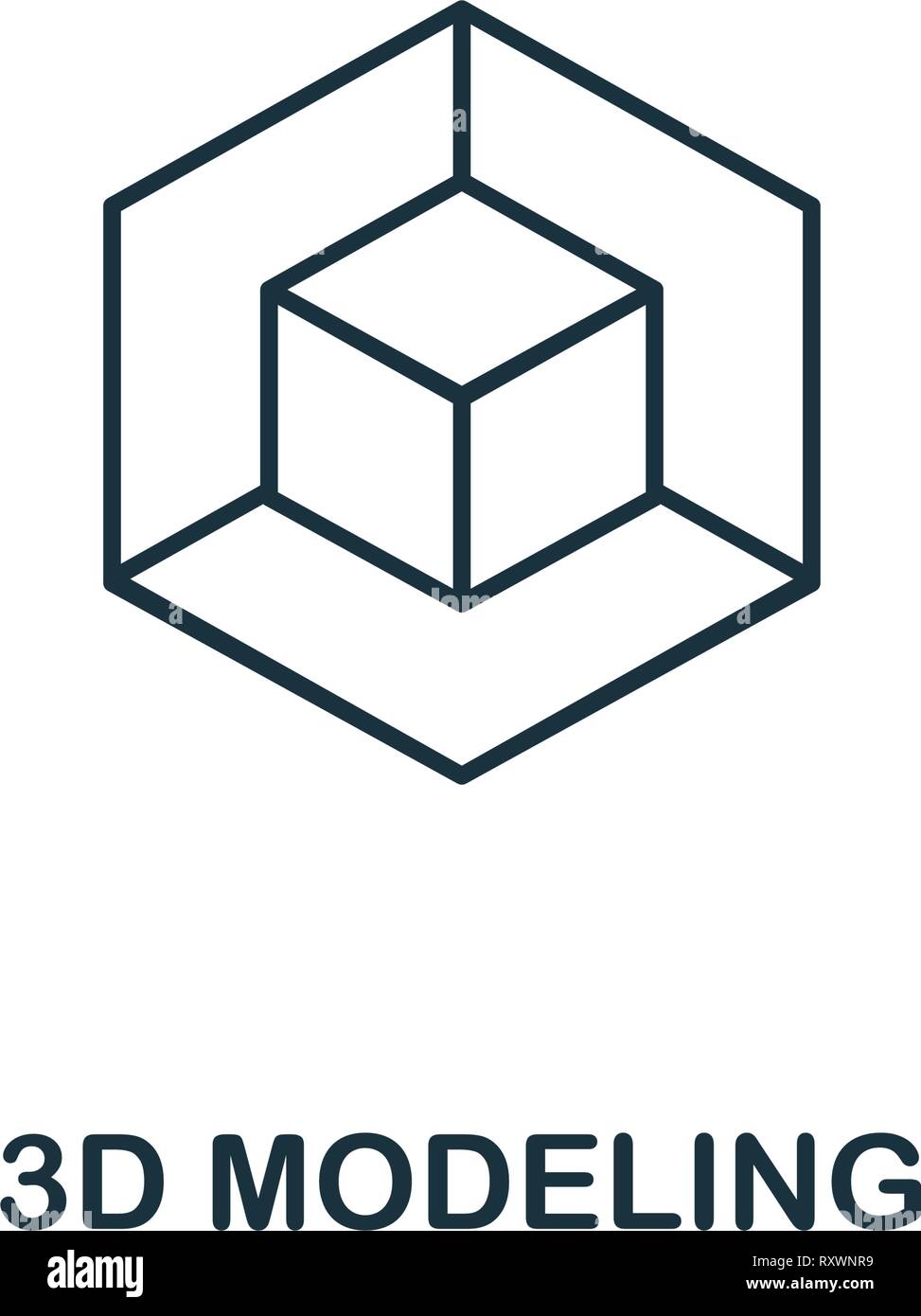 3D-Modellierung. Dünne outline Style Design vom Design der Benutzeroberfläche und der ux icons Collection. Kreative 3D-Modellierung Symbol für Web Design, Anwendungen, Software, drucken Stock Vektor