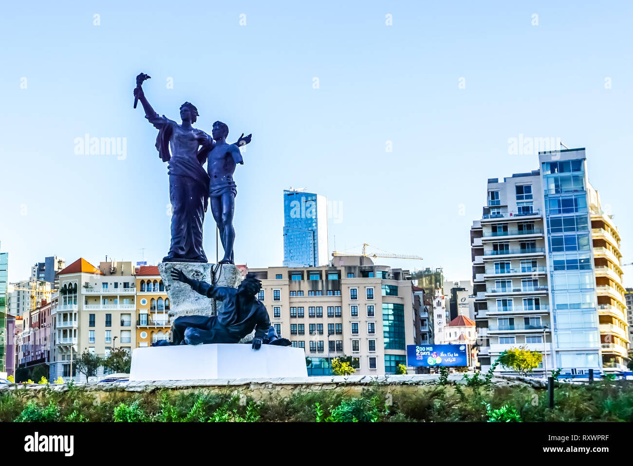 Beirut Märtyrer Statue Denkmal Nationalisten während der osmanischen Herrschaft ausgeführt Stockfoto