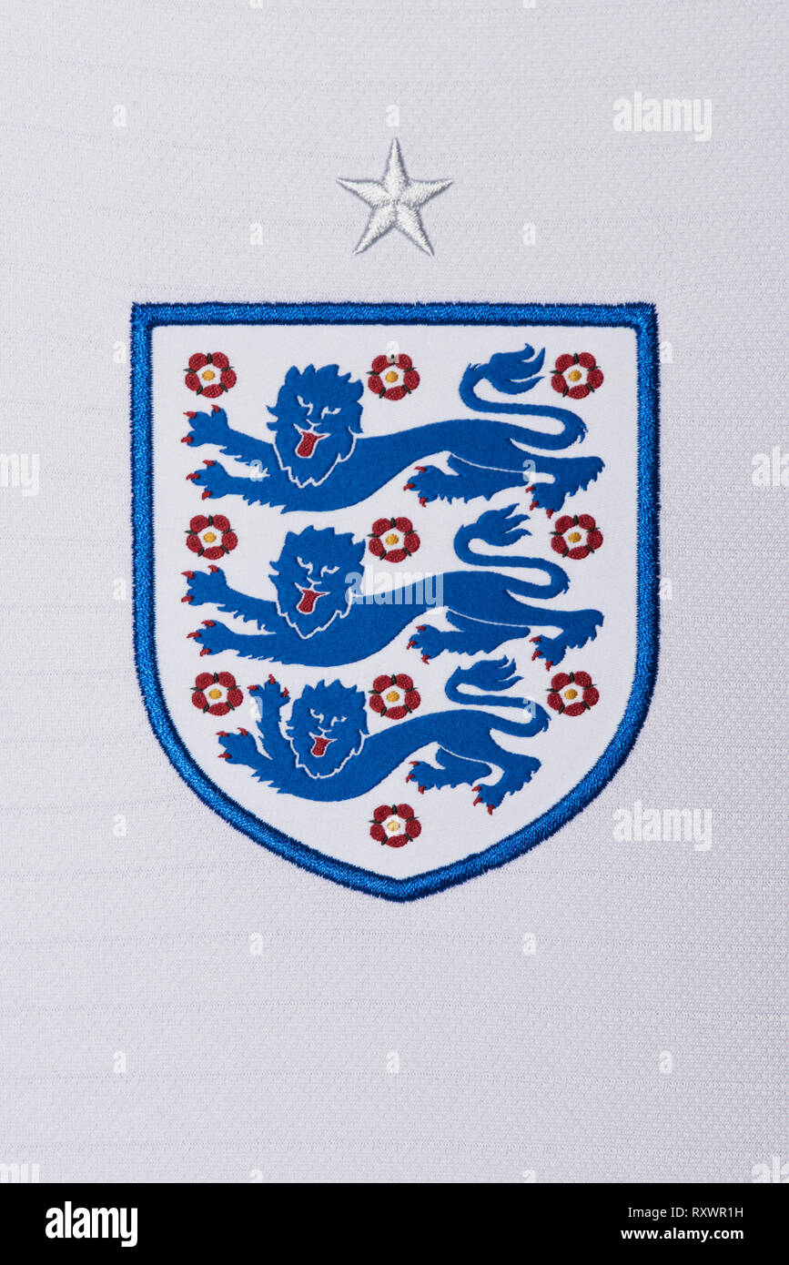 In der Nähe von England National Football team Kit. FIFA Fußball-Weltmeisterschaft 2018. Stockfoto