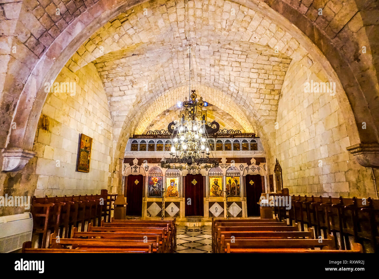 Unsere Liebe Frau von balamand Griechisch-orthodoxen christlichen patriarchalischen Klosterkirche Innen Stockfoto