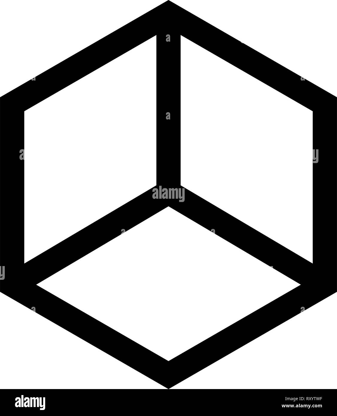 Abstrakte Würfelform Hexagon, Symbol, Farbe schwarz Vector Illustration Flat Style simple Image Stock Vektor
