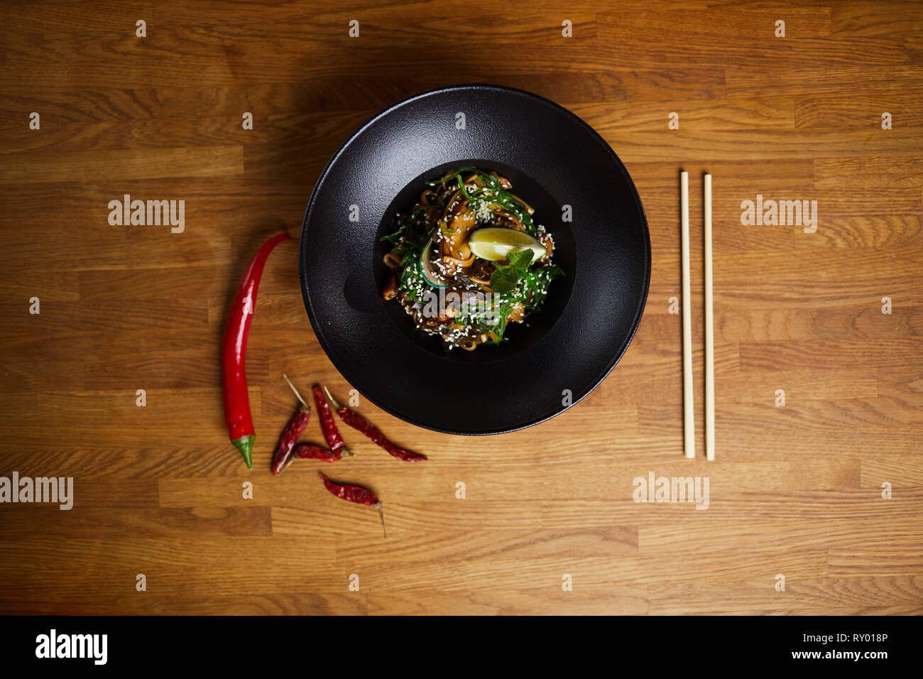 Orientalische Küche Hintergrund Stockfoto