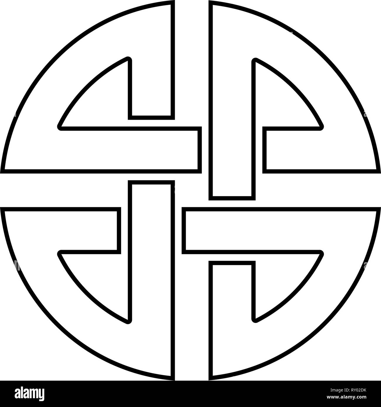 Knoten Schild Symbol der Schutz alte Symbol Symbol schwarz Farbe Umrisse Vektor-illustration Flat Style Bild Stock Vektor