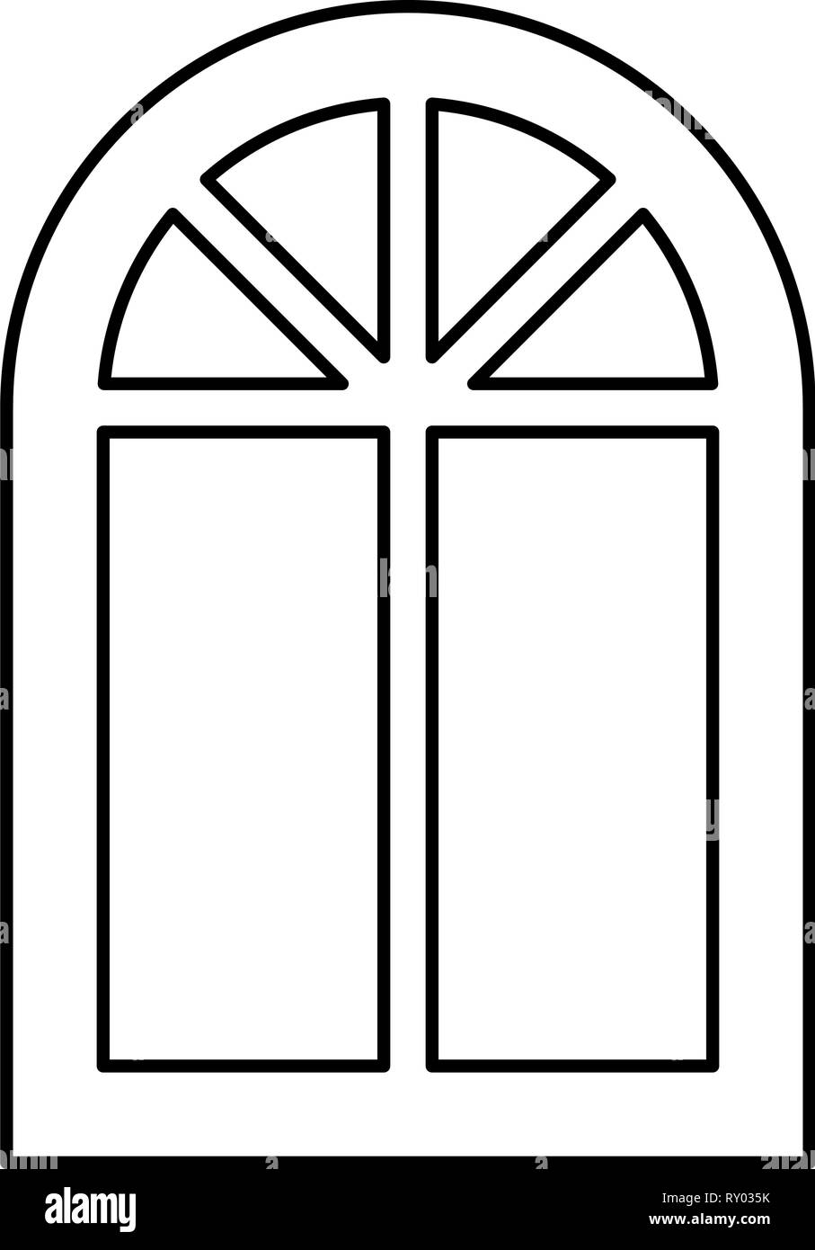 Fensterrahmen semi-Runde am oberen Arch Symbol Fenster schwarze Farbe Umrisse Vektor-illustration Flat Style Bild Stock Vektor