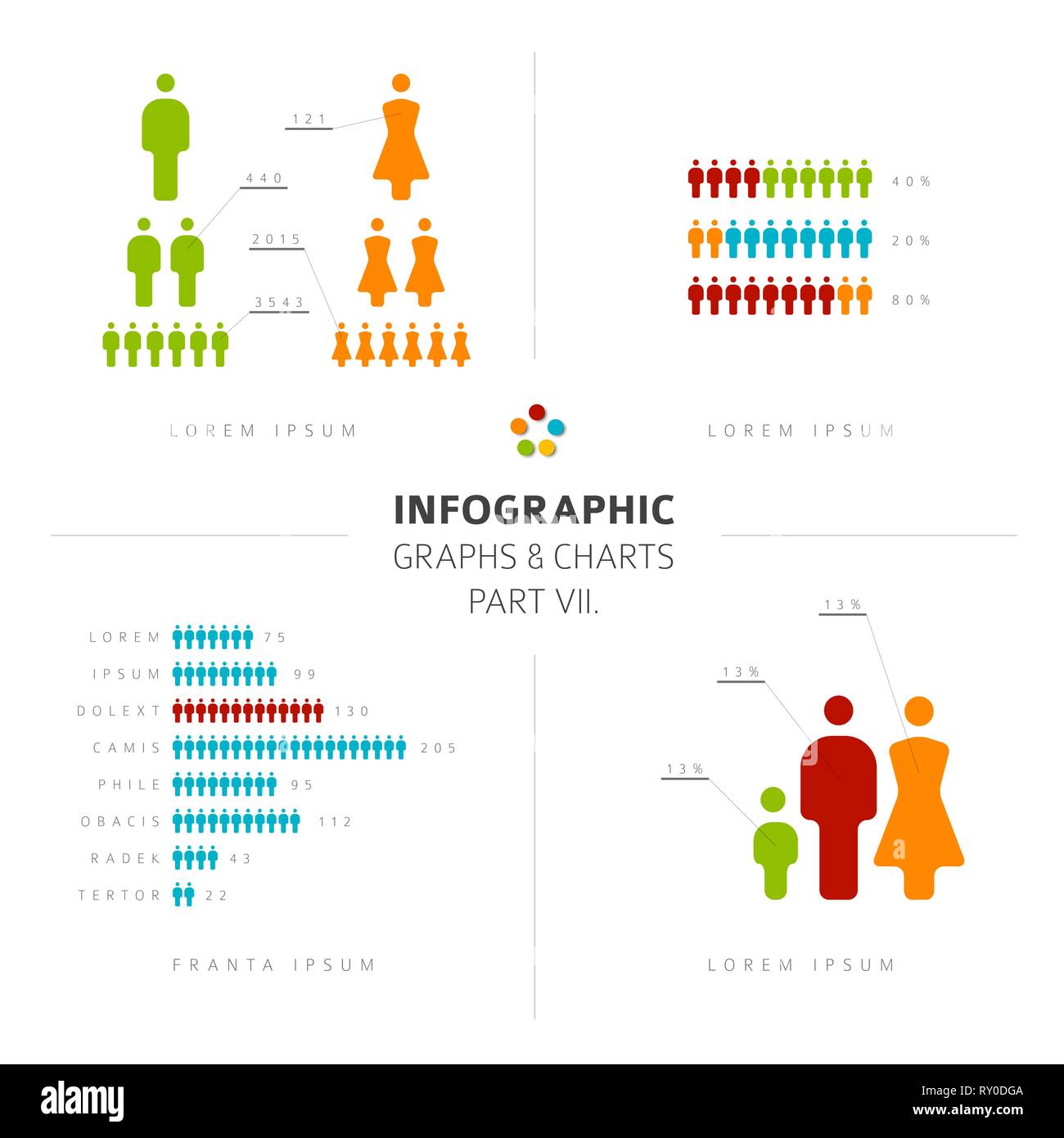 Sammlung von Infografik Menschen Elemente für Ihre Unterlagen und Berichten über die demographische Lage, Teil 7 meiner Infografik budnle Stock Vektor