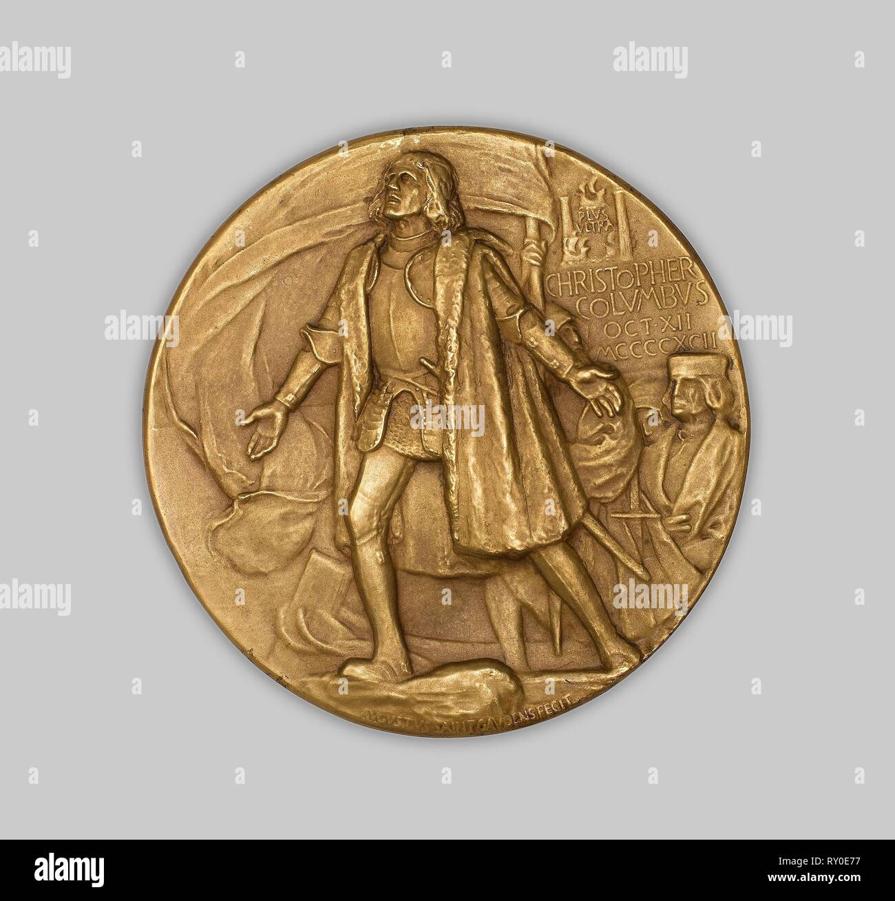 World's Columbian Exposition Commemorative Präsentation Medaille. Augustus Saint-Gaudens; Amerikanische, geboren in Irland, 1848-1907. Datum: 1892-1894. Abmessungen: Durchm. 10,2 cm (4 in.). Bronze. Herkunft: USA. Museum: Das Chicago Art Institute. Stockfoto