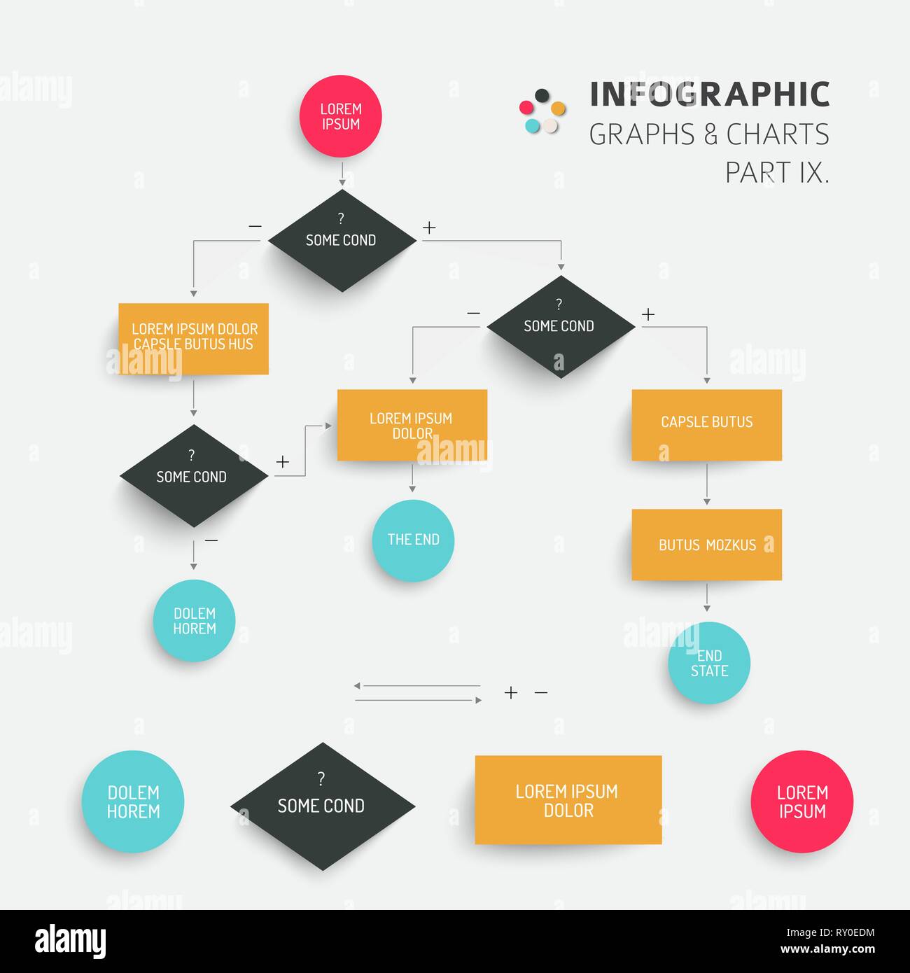 Abstrakter Algorithmus vector Template mit flachen Design - 9. Teil der Infografik bundle Stock Vektor