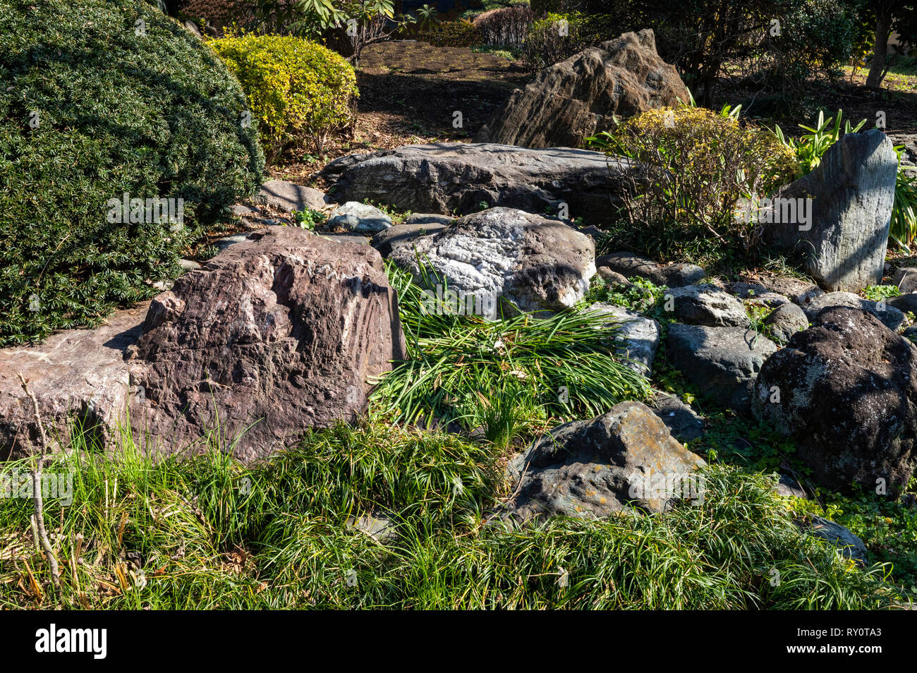 Chokokuji Stein Garten - Chokoku-ji ist eine riesige Tempelanlagen von Rinazai Sekte des Zen Buddhismus in Saitama, nördlich von Tokio. Neben seiner versteckten Zen Stockfoto