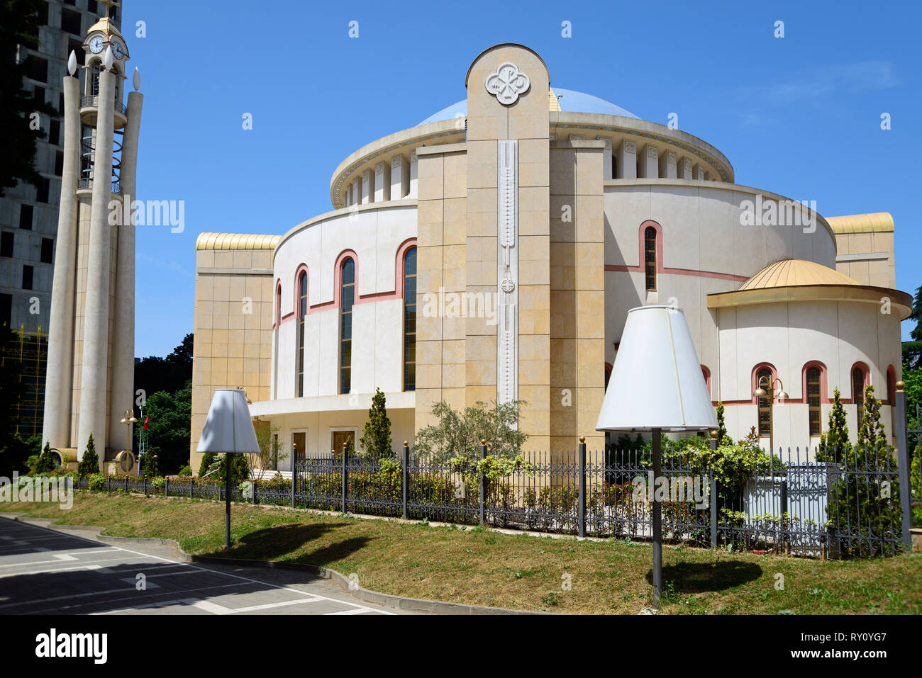 Orthodoxe Kathedrale der Auferstehung, die Kathedrale der Auferstehung Christi, Tirana, Albanien, Katedralja e Ringjalljës së Krishtit Stockfoto