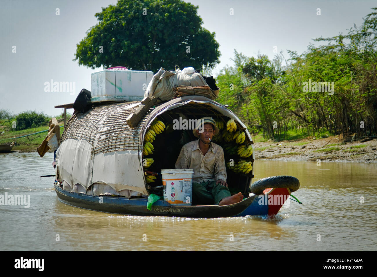 Kambodschanischen Fluss Händler Stockfoto