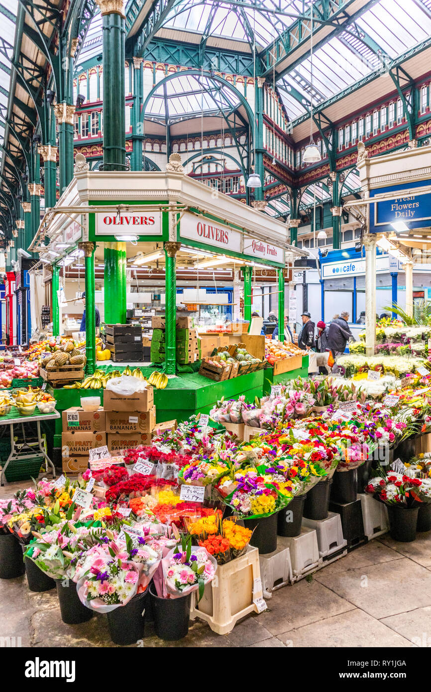Eine Blume Kirkgate Markt in Leeds, Leeds, Yorkshire UK Abschaltdruck Stockfoto