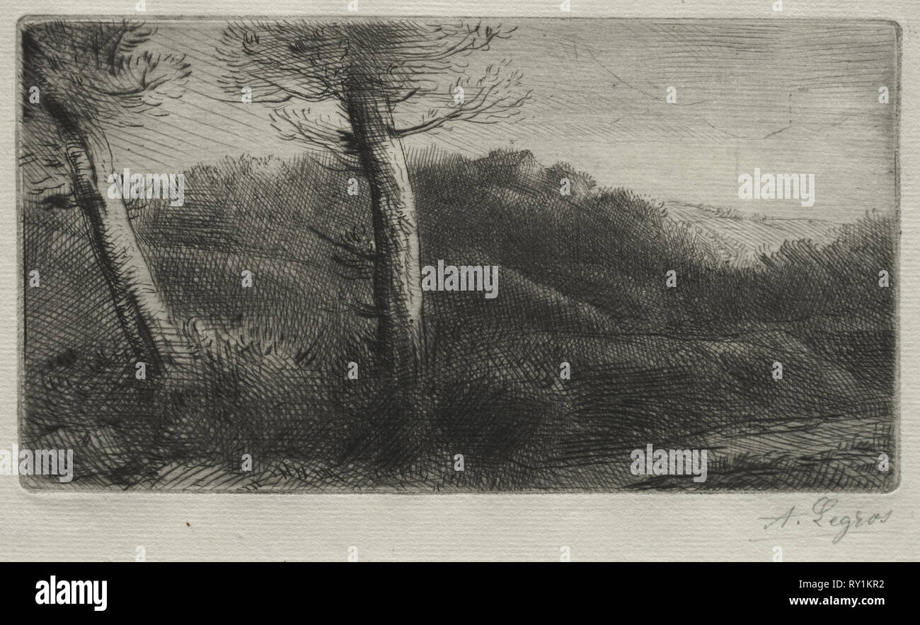 Sonnenuntergang. Alphonse Legros (Französisch, 1837-1911). Ätzen Stockfoto