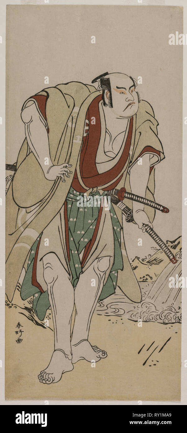 Otani Hiroji III als Samurai stand neben einem Bach, C. 1780. Katsukawa Shunko (Japanisch, 1743-1812). Farbe holzschnitt; Blatt: 31,5 x 14 cm (12 3/8 x 5 1/2 in. Stockfoto