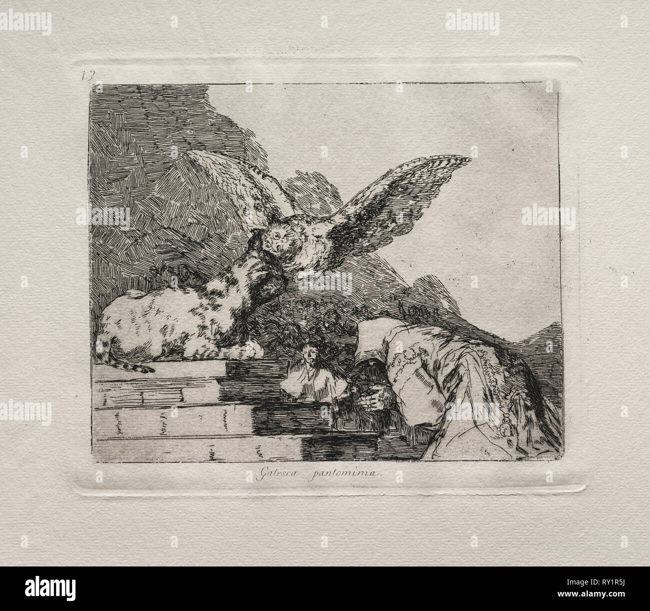 Die Schrecken des Krieges: Feline Pantomime. Francisco de Goya (Spanisch, 1746-1828). Ätzen Stockfoto