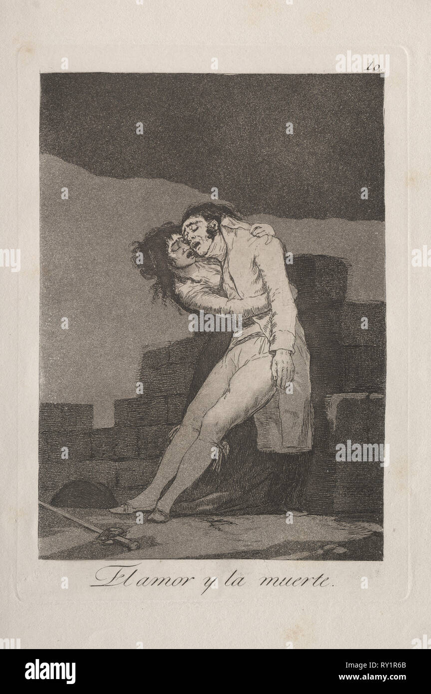 Caprichos: Liebe und Tod. Francisco de Goya (Spanisch, 1746-1828). Radierung und Aquatinta Stockfoto