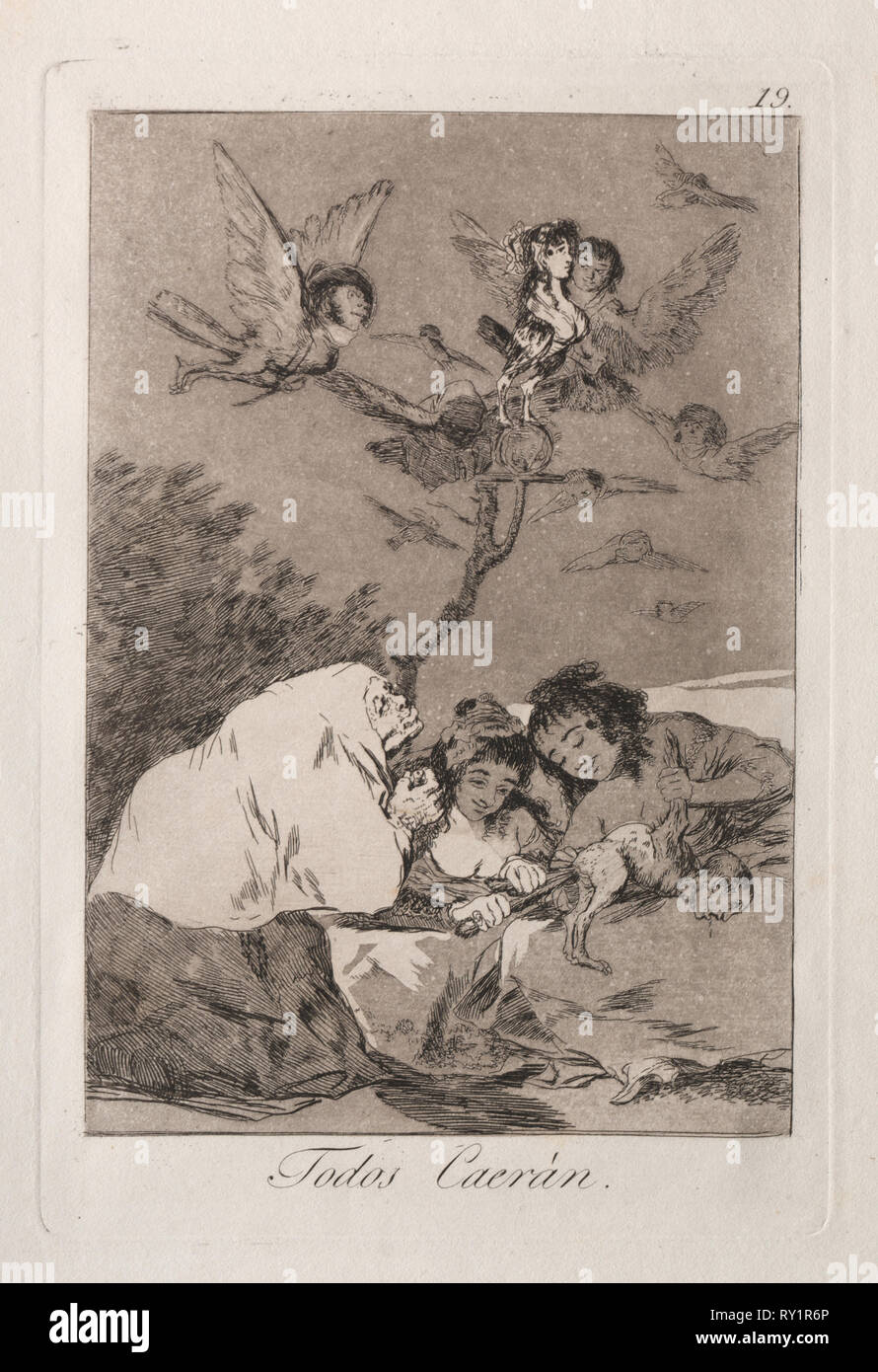 Caprichos: Alle werden fallen. Francisco de Goya (Spanisch, 1746-1828). Radierung und Aquatinta Stockfoto