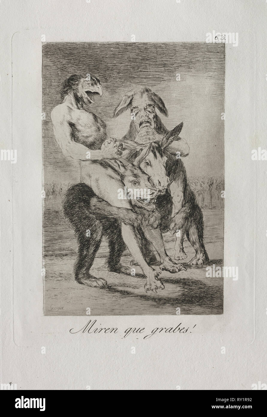 Caprices: Schauen Sie, wie ernst Sie sind!. Francisco de Goya (Spanisch, 1746-1828). Radierung und Aquatinta Stockfoto