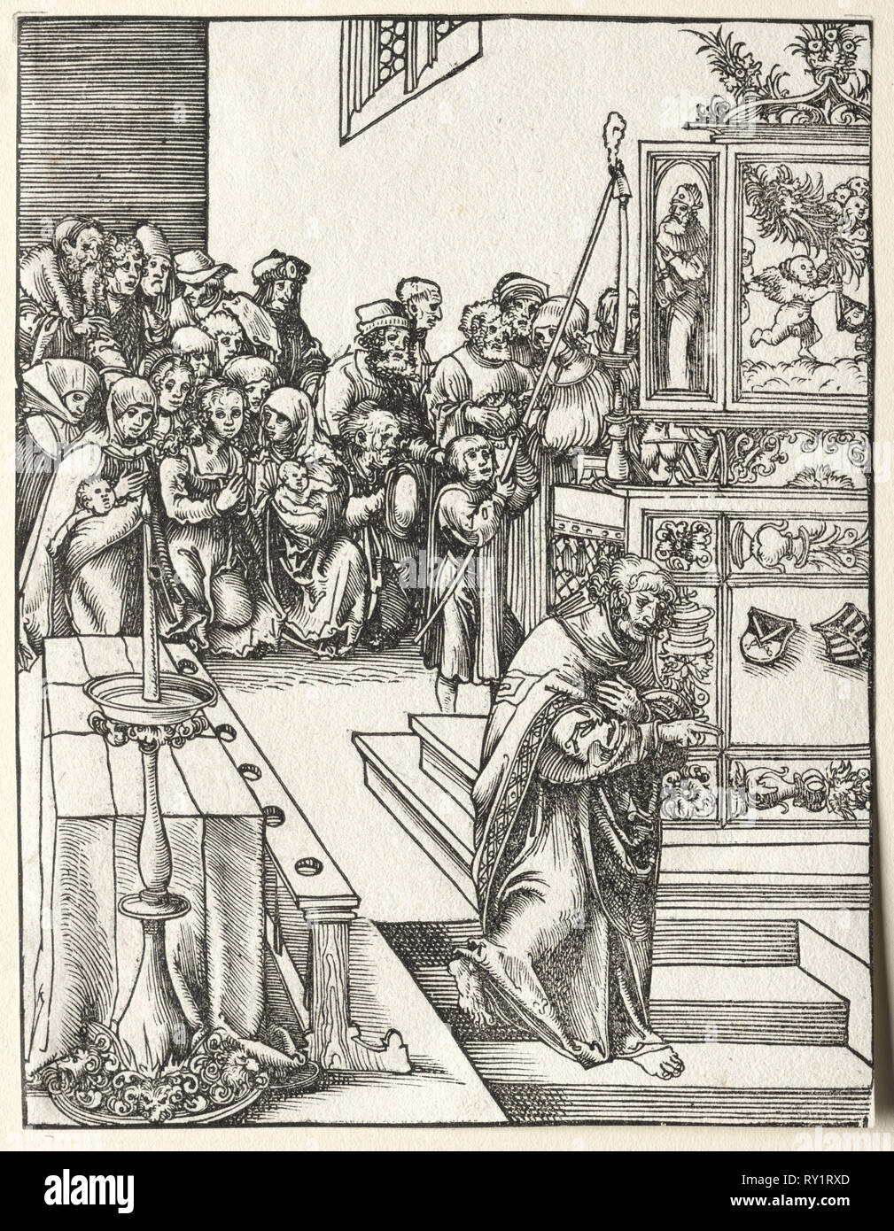 Das Martyrium des Hl. Johannes. Lucas Cranach (1472-1553). Holzschnitt Stockfoto