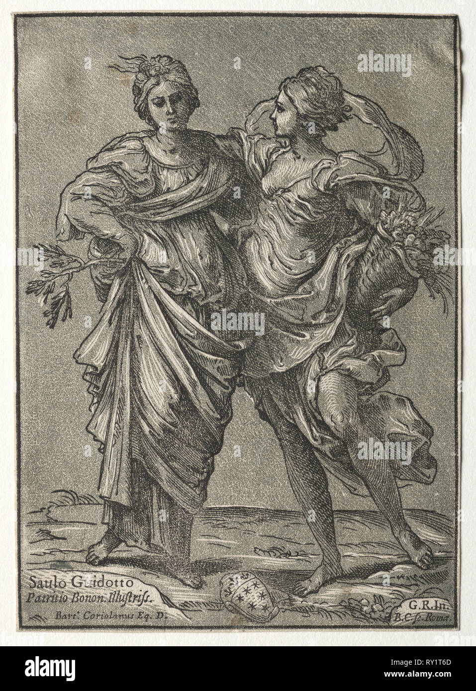 Allianz des Friedens und der Fülle, 1642. Bartolommeo Coriolano (Italienisch). Chiaroscuro Holzschnitt Stockfoto