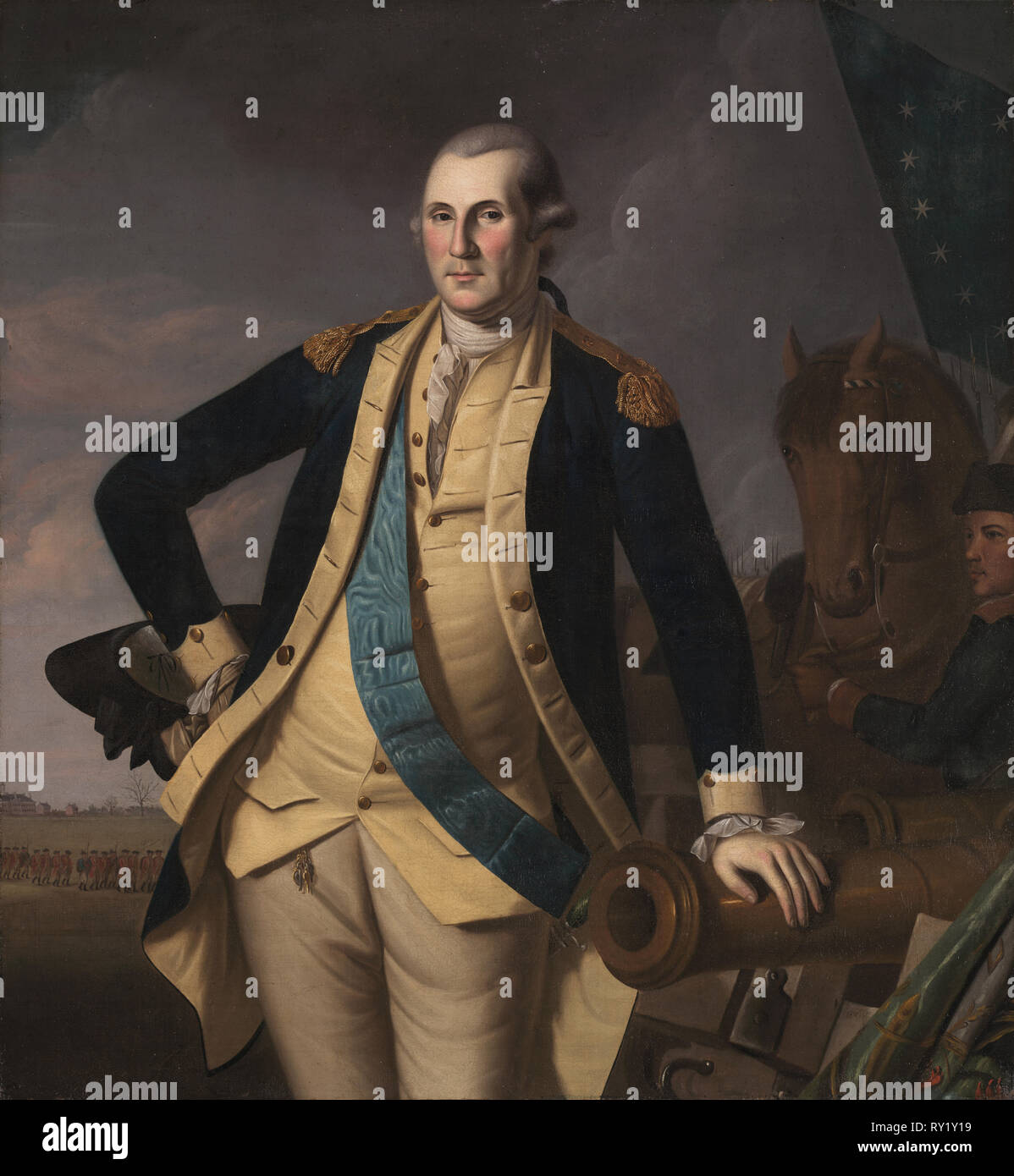 George Washington in der Schlacht von Princeton, C. 1779. Und Werkstatt Charles Willson Peale (American, 1741-1827). Öl auf Leinwand, gerahmt: 153 x 144 x 7 cm (60 1/4 x 56 11/16 x 2 3/4 in.); ohne Rahmen: 131 x 121,6 cm (51 9/16 x 47 7/8 in Stockfoto