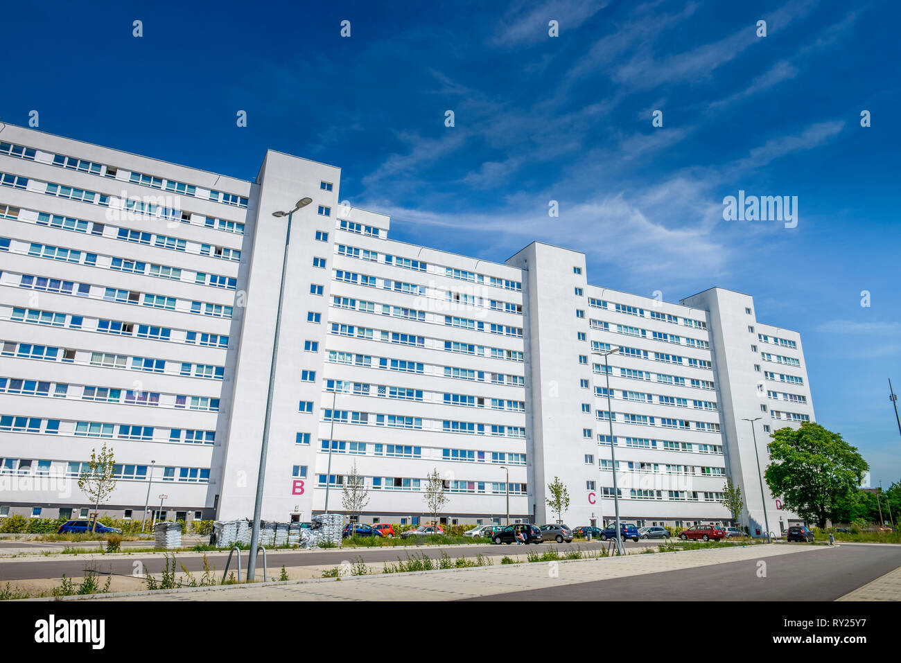 Plattenbau, Q216, Frankfurter Allee, Lichtenberg, Berlin, Deutschland Stockfoto