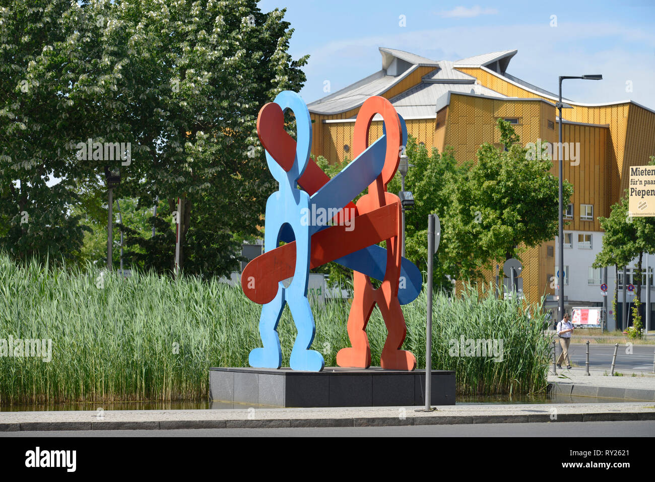 Keith Haring, Untitled (Boxer), Eichhornstrasse, Potsdamer Platz, Tiergarten, Mitte, Berlin, Deutschand Stockfoto